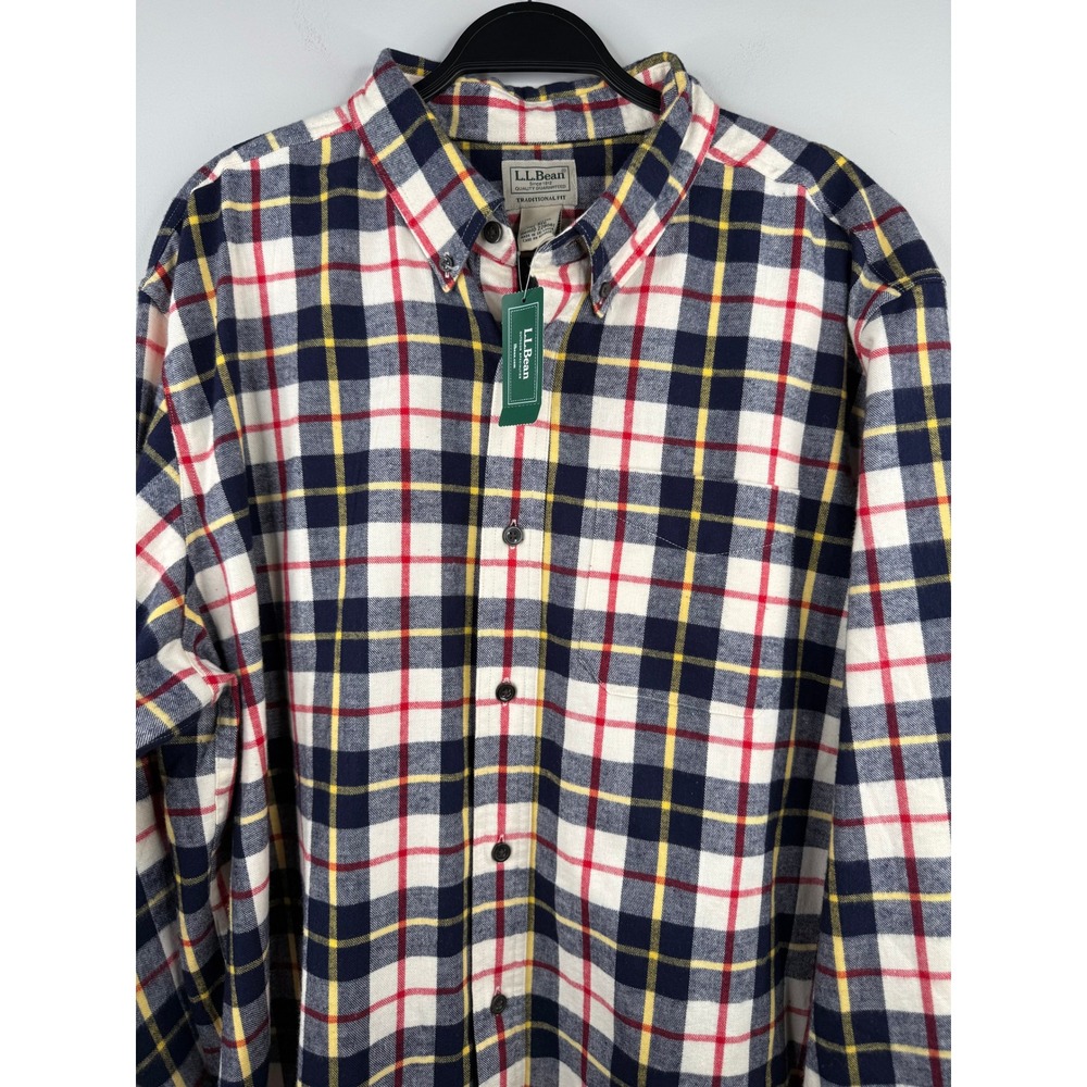 NWT LLBean Traditional Fit Scotch Plaid Flannel Shirt Mens XL Reg Cotton